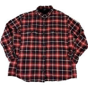 Eddie Bauer Shirt Womens 2XL Red Black‎ Sherpa Lined Plaid Flannel Shacket